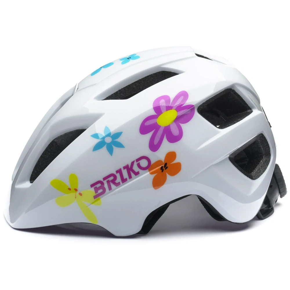 BRIKO CYKLO PRILBA AX A00 SHINY WHITE-PINK FLOWERS 