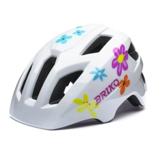 BRIKO CYKLO PRILBA AX A00 SHINY WHITE-PINK FLOWERS 
